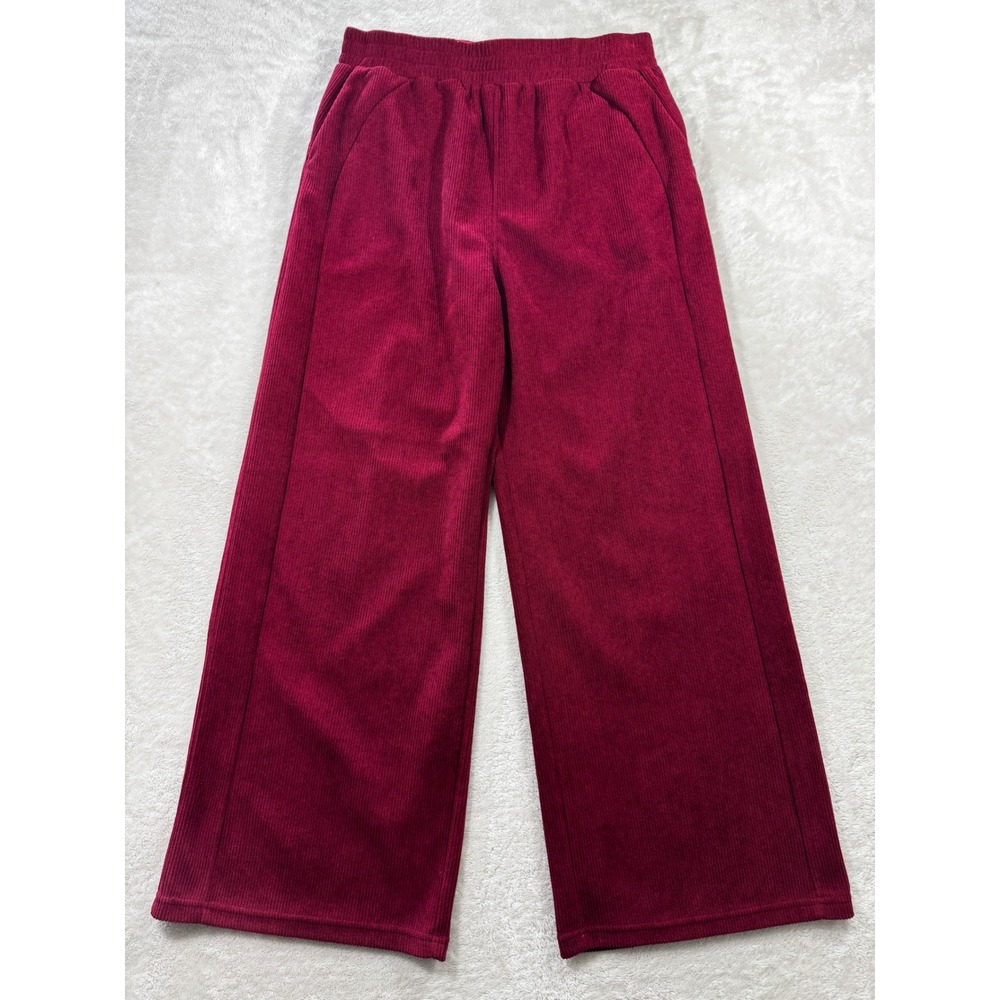Halara Womens Lined Corduroy High Waist Wide Leg Burgundy Pants L Reg Meas:32x29